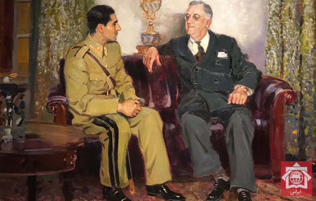 نقاشی روسی از دیدار پهلوی دوم و روزولت در تهران